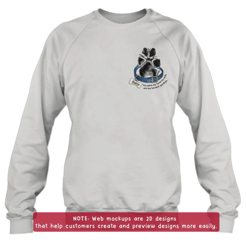 Personalized Memorial Paw Print Embroidered T-Shirt/ Sweatshirt/ Hoodie - Memorial Gift with Name -  Pet Loss Remembrance