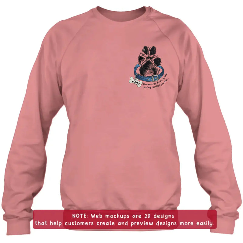 Personalized Memorial Paw Print Embroidered T-Shirt/ Sweatshirt/ Hoodie - Memorial Gift with Name -  Pet Loss Remembrance