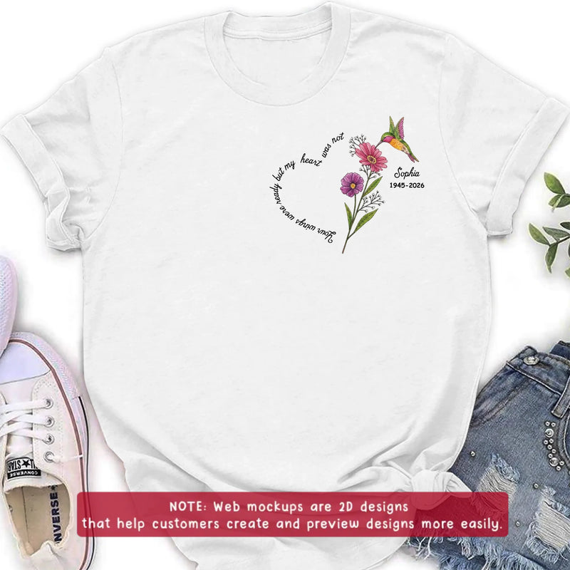 Personalized Hummingbird Memorial Embroidered Shirt/ Hoodie - In Loving Memory Floral Embroidery Sweatshirt Hoodie - Your Wings Were Ready Memorial Gift