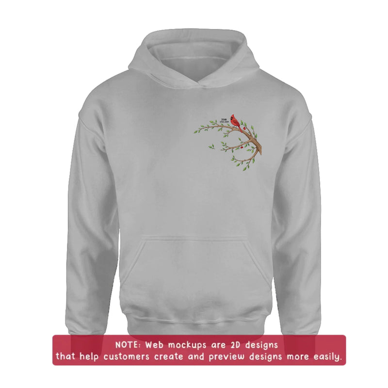 Personalized Family Memorial Tree Embroidered Shirt/ Hoodie - Memorial Gift with Names & Dates, Family Tree Keepsake