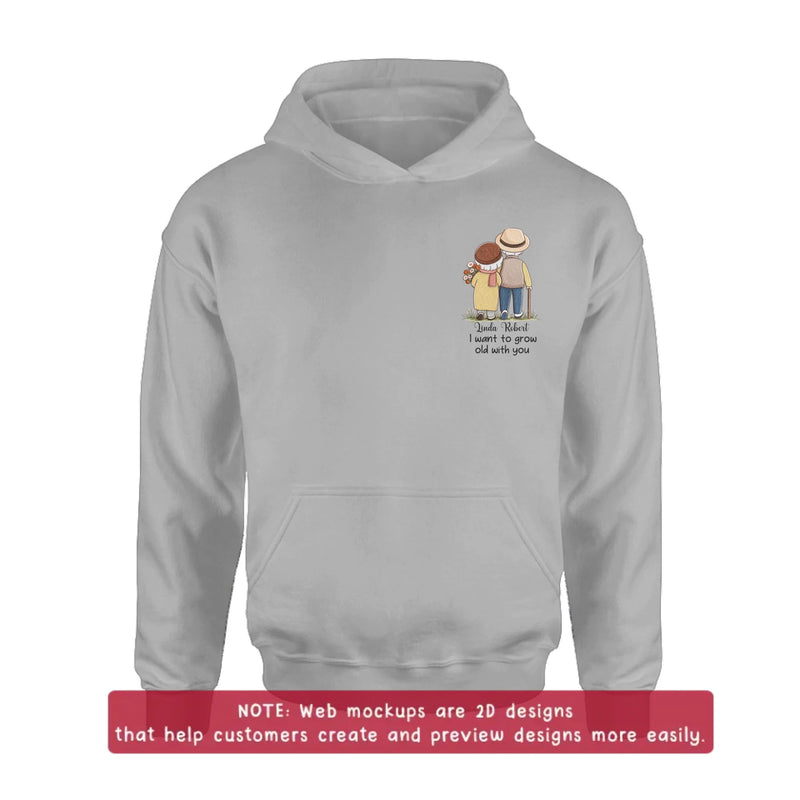 Personalized Elder Couple Embroidered Shirt/ Hoodie - Anniversary Gift Idea For Couple/ Husband And Wife - I Want To Grow Old With You