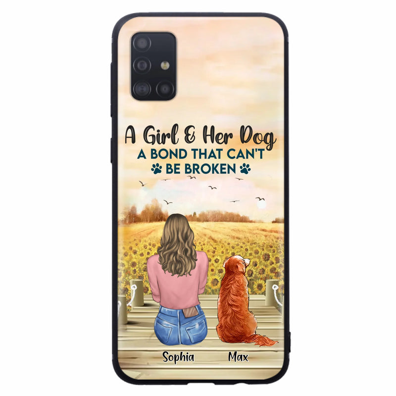 Custom Personalized Dog Mom Phone Case - Gift Idea For Dog Lover - A Girl & Her Dog A Bond That Can't Be Broken - Case For iPhone/ Samsung