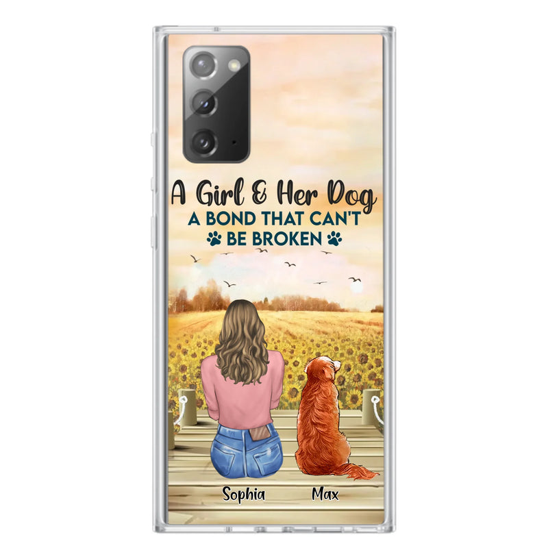 Custom Personalized Dog Mom Phone Case - Gift Idea For Dog Lover - A Girl & Her Dog A Bond That Can't Be Broken - Case For iPhone/ Samsung
