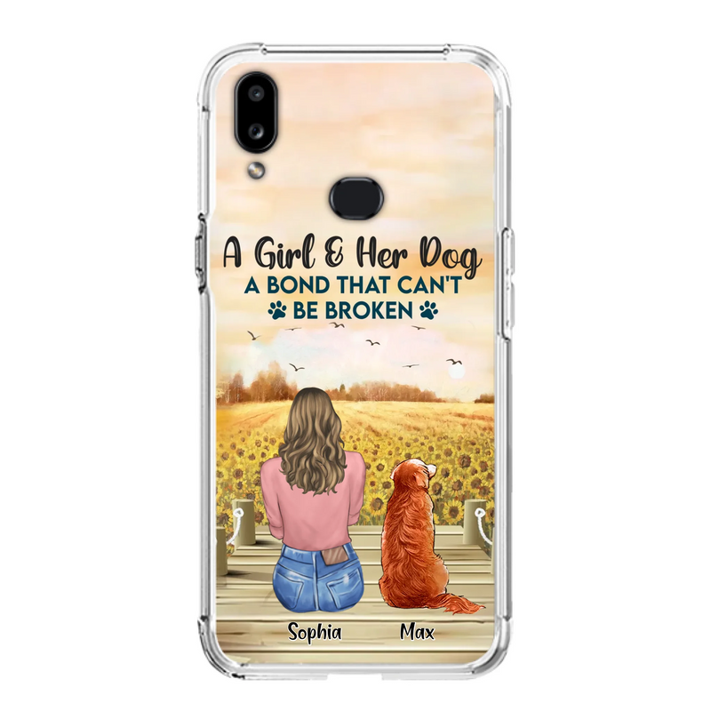 Custom Personalized Dog Mom Phone Case - Gift Idea For Dog Lover - A Girl & Her Dog A Bond That Can't Be Broken - Case For iPhone/ Samsung