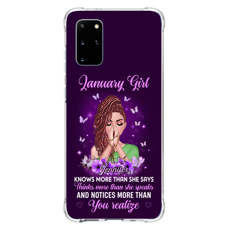Custom Personalized Birthday Girl iPhone/ Samsung Phone Case - Gift Idea For Girl/ Friend/ Daughter - Knows More Than She Says