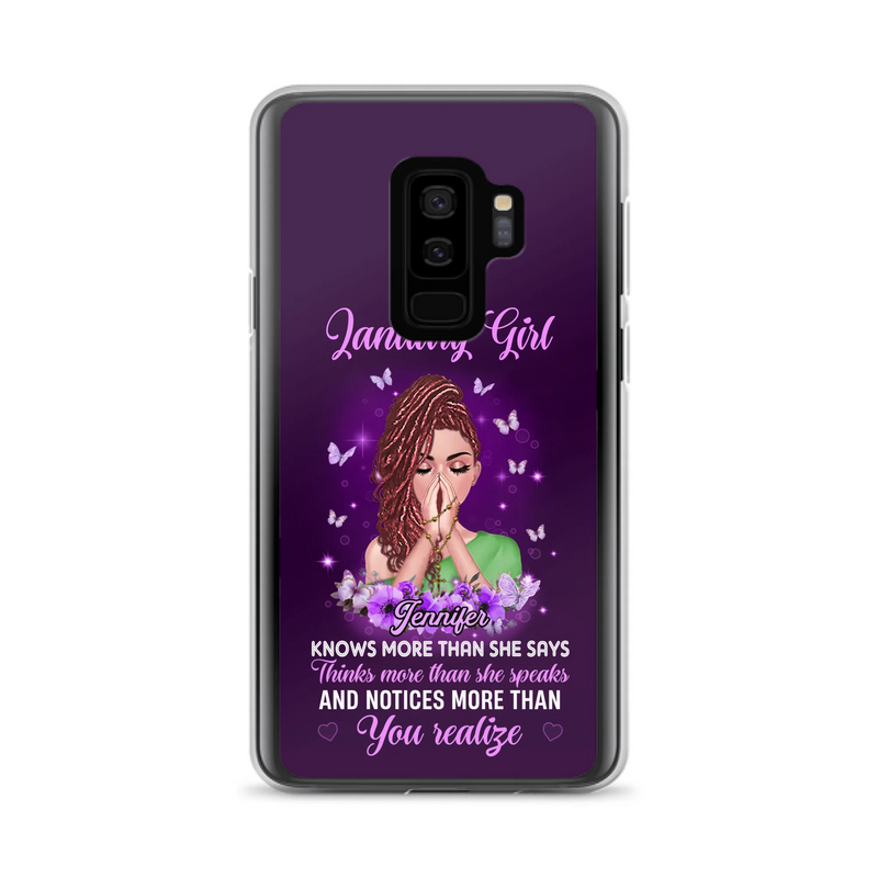 Custom Personalized Birthday Girl iPhone/ Samsung Phone Case - Gift Idea For Girl/ Friend/ Daughter - Knows More Than She Says
