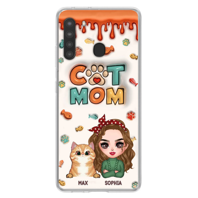 Custom Personalized Cat Mom iPhone/ Samsung Phone Case - Christmas Gift Idea For Cat Lover - Upto 4 Cats