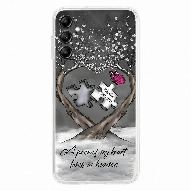 Custom Personalized Memorial Phone Case - Memorial Gift Idea For Family Member - Case For iPhone/ Samsung - A Piece Of My Heart Lives In Heaven