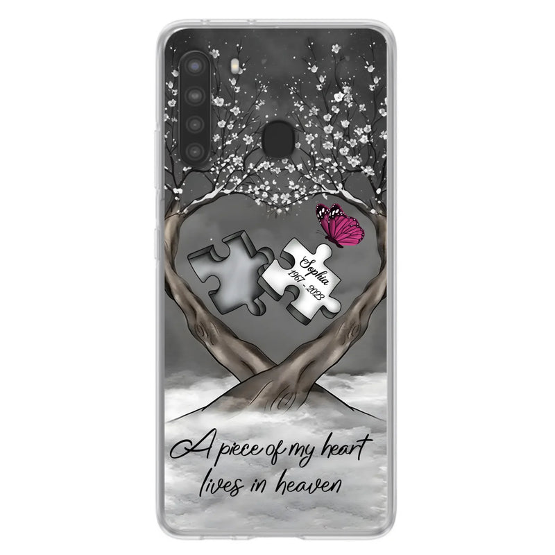 Custom Personalized Memorial Phone Case - Memorial Gift Idea For Family Member - Case For iPhone/ Samsung - A Piece Of My Heart Lives In Heaven