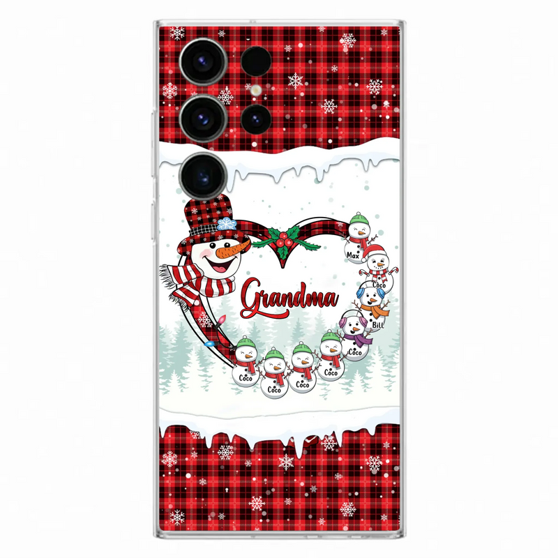 Custom Personalized Christmas Grandma Children Phone Case - Gift For Grandma/ Mom - Upto 8 Kids - Case For iPhone/ Samsung
