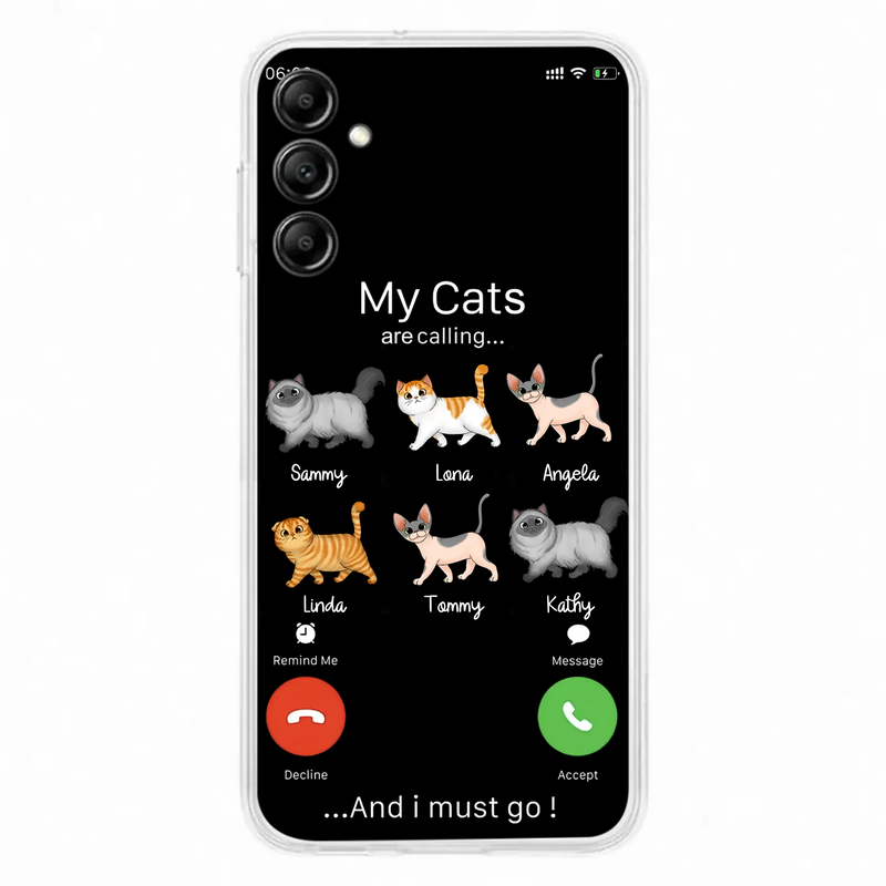 Custom Personalized Cats Phone Case - Gift Idea For Cat Lover/Mother's Day/Father's Day - My Cats Are Calling And I Must Go - Case For iPhone/Samsung