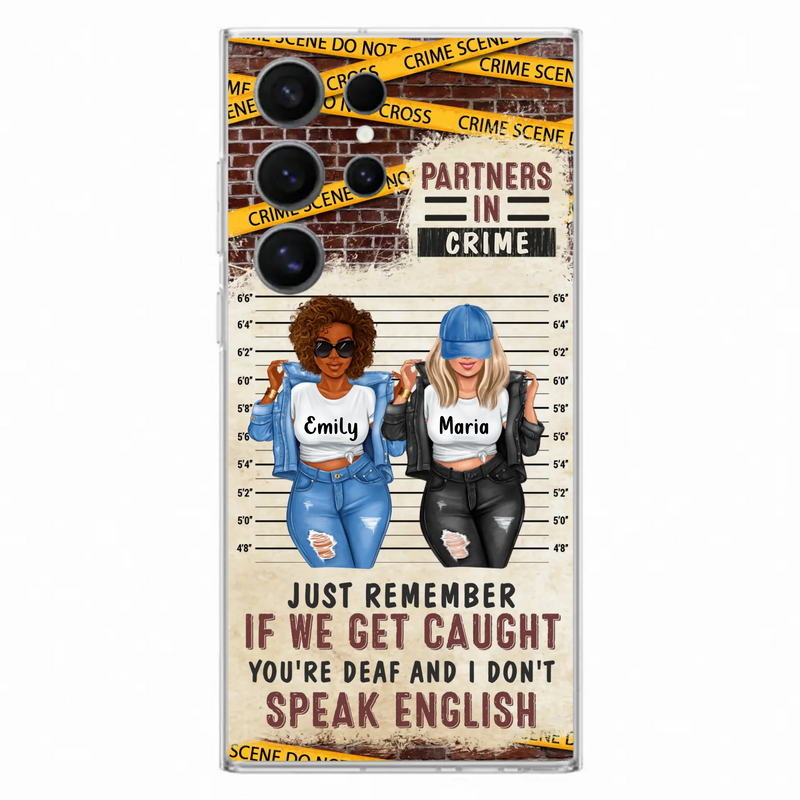 Custom Personalized Bestie Phone Case - Gift Idea For Bestie/ Sister - Upto 3 Girls - Partners In Crime - Case For iPhone And Samsung