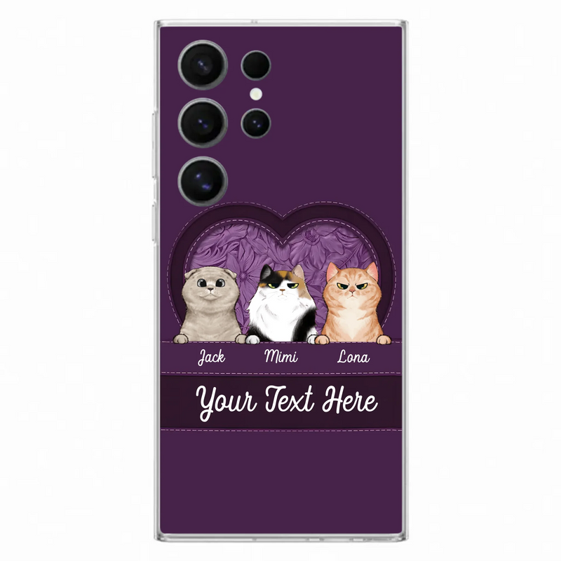 Custom Personalized Cat Phone Case For iPhone And Samsung - Gift Idea For Cat Lover - Up to 3  Cats  - Cat In Heart