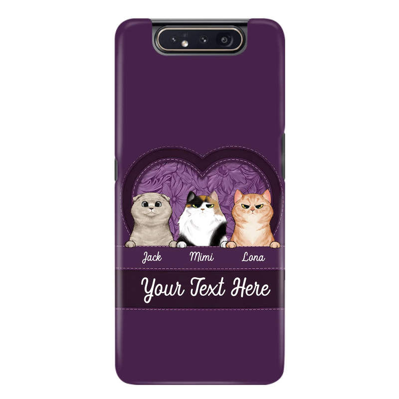 Custom Personalized Cat Phone Case For iPhone And Samsung - Gift Idea For Cat Lover - Up to 3  Cats  - Cat In Heart