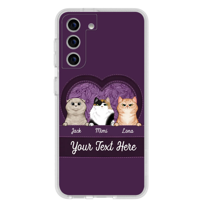Custom Personalized Cat Phone Case For iPhone And Samsung - Gift Idea For Cat Lover - Up to 3  Cats  - Cat In Heart