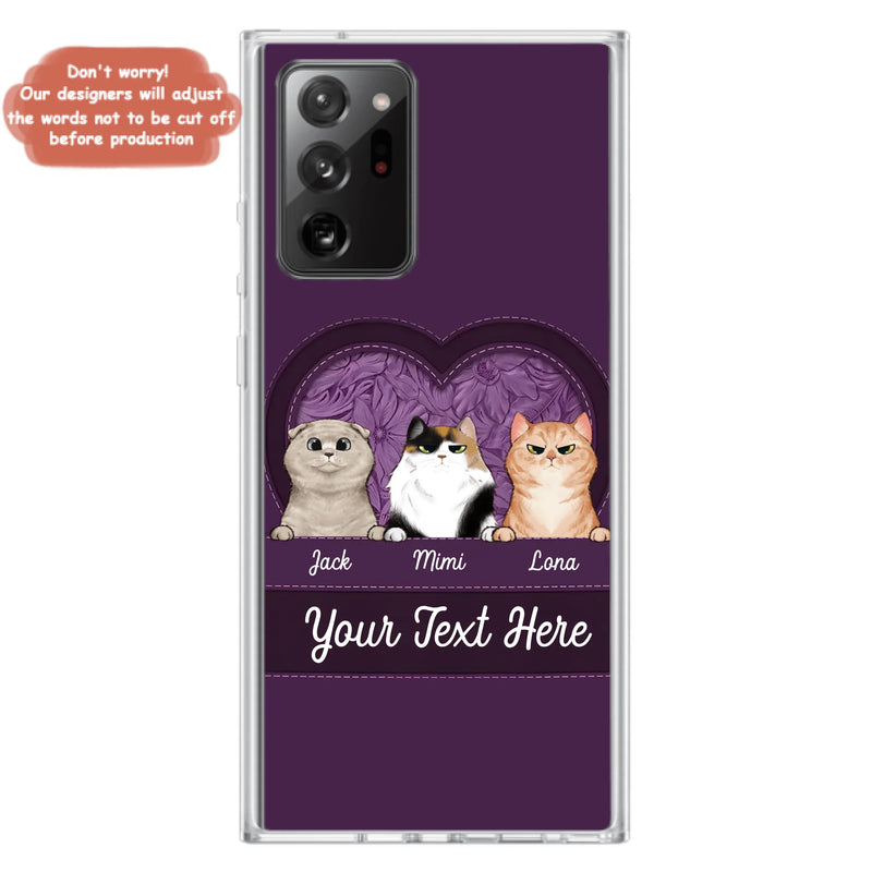 Custom Personalized Cat Phone Case For iPhone And Samsung - Gift Idea For Cat Lover - Up to 3  Cats  - Cat In Heart