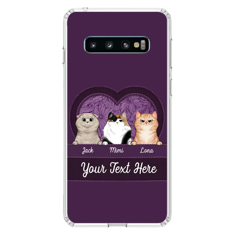 Custom Personalized Cat Phone Case For iPhone And Samsung - Gift Idea For Cat Lover - Up to 3  Cats  - Cat In Heart