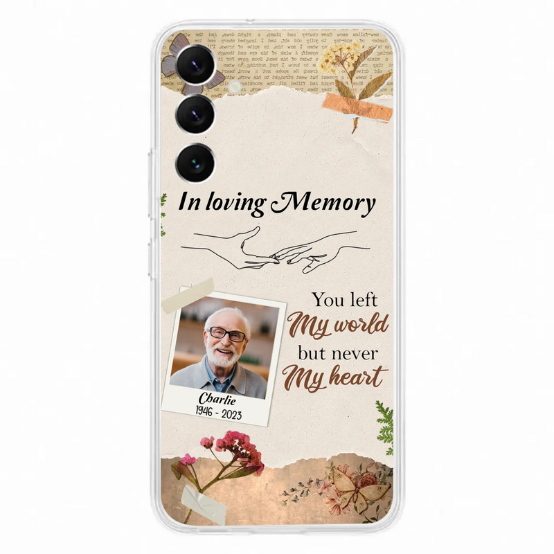 Custom Personalized Memorial Phone Case - Memorial Gift Idea For Family - Case For iPhone/Samsung - You Left My World But Never My Heart