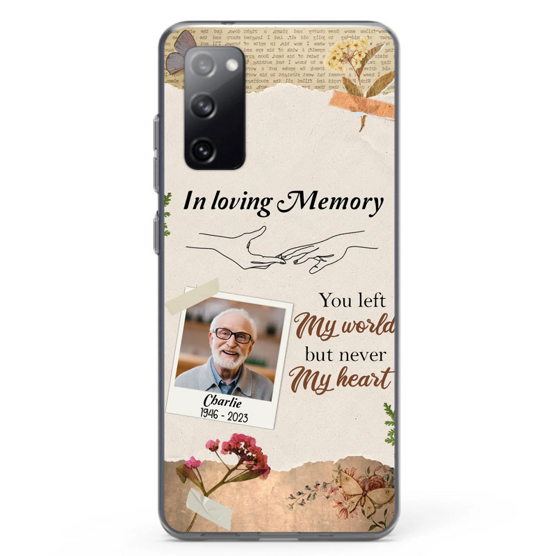 Custom Personalized Memorial Phone Case - Memorial Gift Idea For Family - Case For iPhone/Samsung - You Left My World But Never My Heart