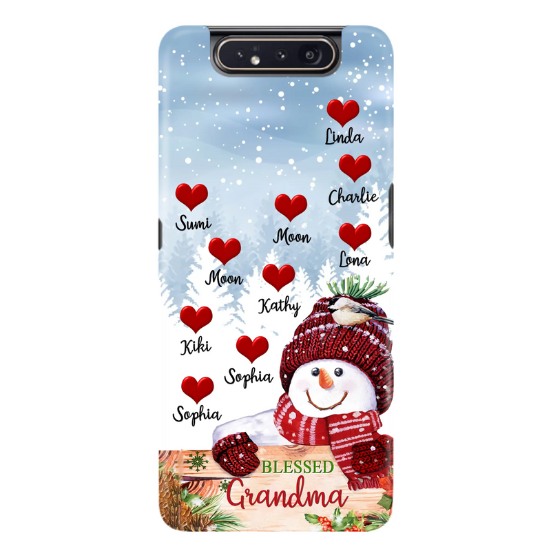 Personalized Snowman Grandma Phone Case - Christmas Gift Idea For Grandma - Up to 10 Kids - Case For iPhone/Samsung - Blessed Grandma
