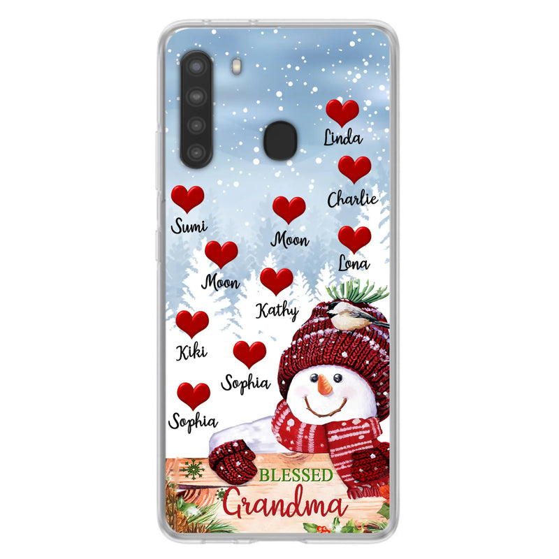 Personalized Snowman Grandma Phone Case - Christmas Gift Idea For Grandma - Up to 10 Kids - Case For iPhone/Samsung - Blessed Grandma