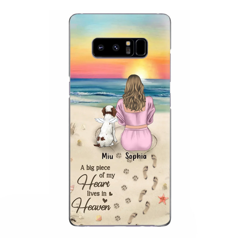 Custom Personalized Memorial Dog Mom Phone Case - Upto 3 Dogs - Memorial Gift Idea for Dog Owners - A Big Piece Of My Heart Lives In Heaven - Case for iPhone/Samsung