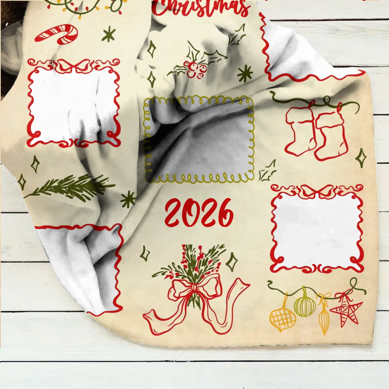 Personalized Family Christmas Blanket - Custom Name & Up to 5 Photos - Cozy Holiday Gift for Families - Christmas 2025