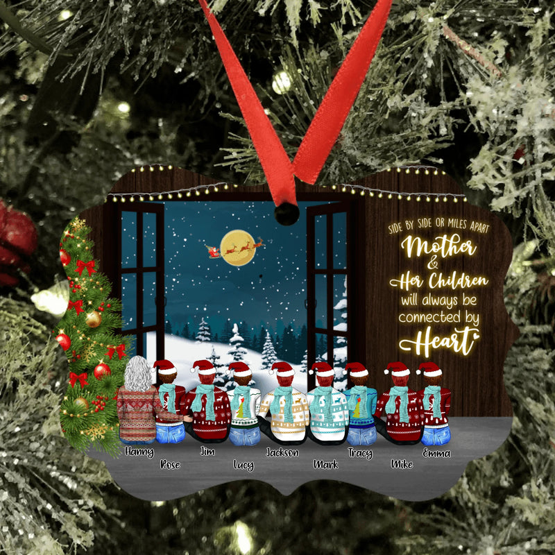 Personalized Christmas With Family Ornament - Up to 9 People - Best Gift For Family - Mother And Her Children Forever Linked Together