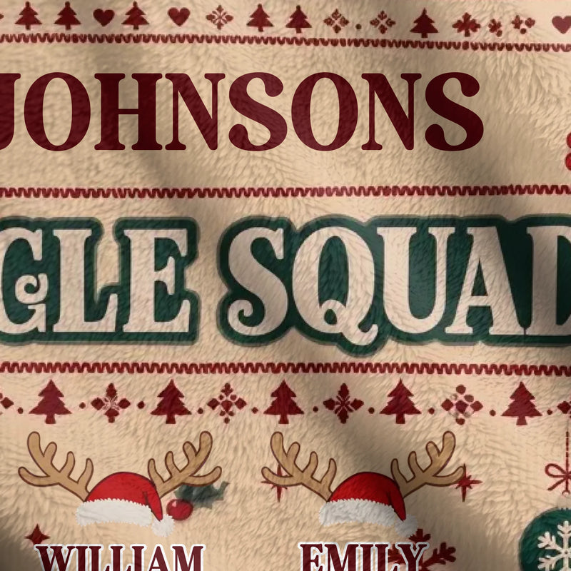 Personalized Family Christmas Fleece Throw Blanket - Snuggle Squad, Wrapped in Warmth Surrounded by Love - Up to 9 Members, Custom Family Names