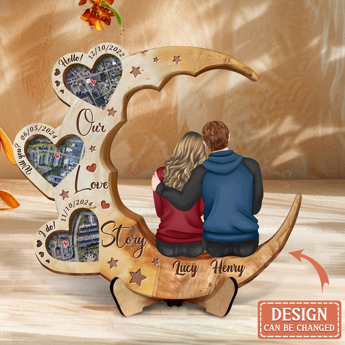 Custom Personalized Couple 2 Layered Wooden Art - Gift Idea For Couple - Our Love Story