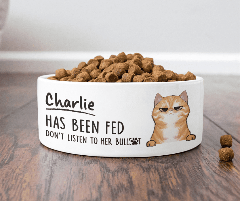 Custom Personalized Cat Bowl - Gift For Cat Lover - The Cat Has Been Fed