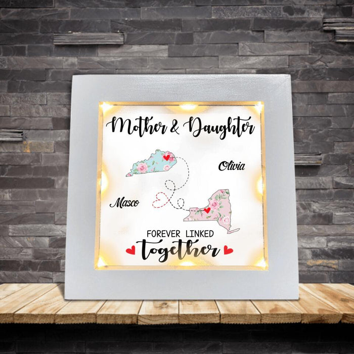 Custom Personalized Long Distance Relationship Frame With Led - Best Gift Idea For Mother's Day/Father's Day - Mother & Daughter Forever Linked Together