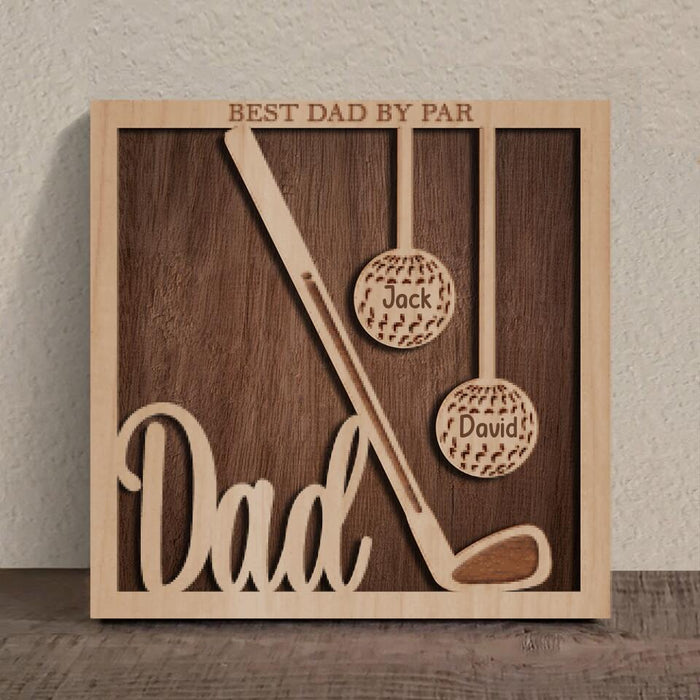Custom Personalized Golf Square 3 Layered Wooden Art - Gift Idea For Father's Day 2023