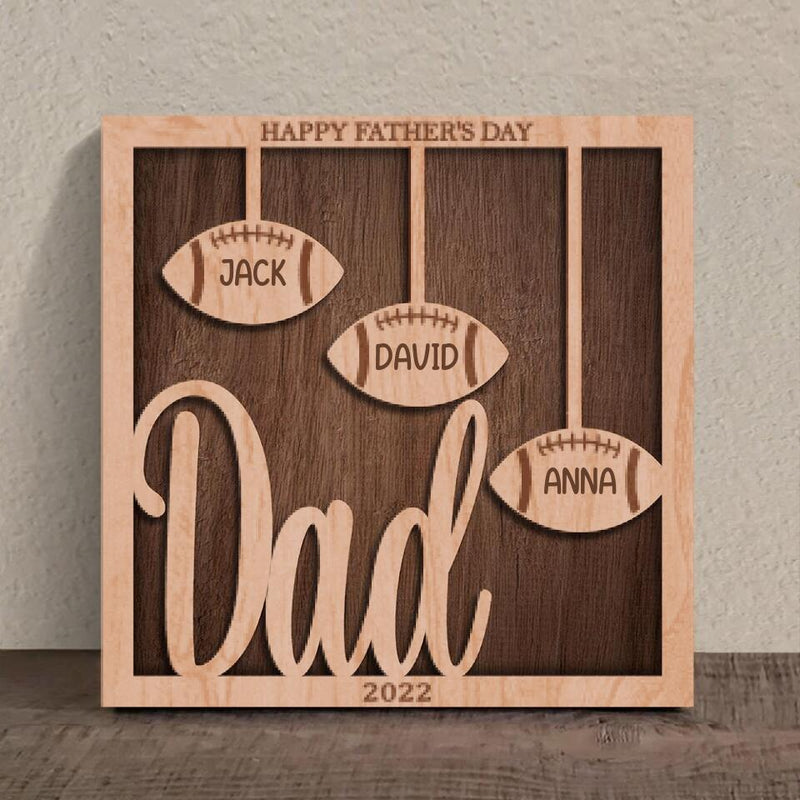 Personalized Football 3 Layered Wooden Art - Gift Idea For Father's Day 2023