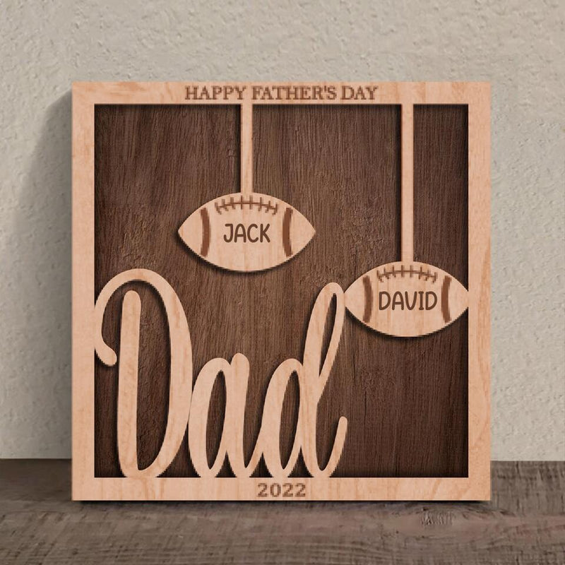 Personalized Football 3 Layered Wooden Art - Gift Idea For Father's Day 2023