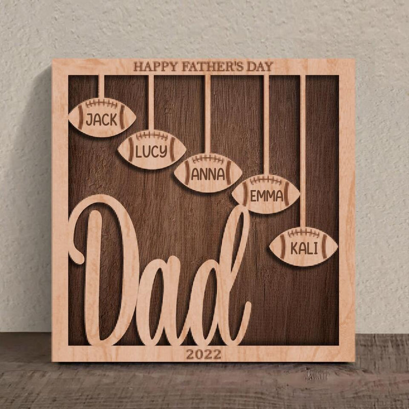 Personalized Football 3 Layered Wooden Art - Gift Idea For Father's Day 2023