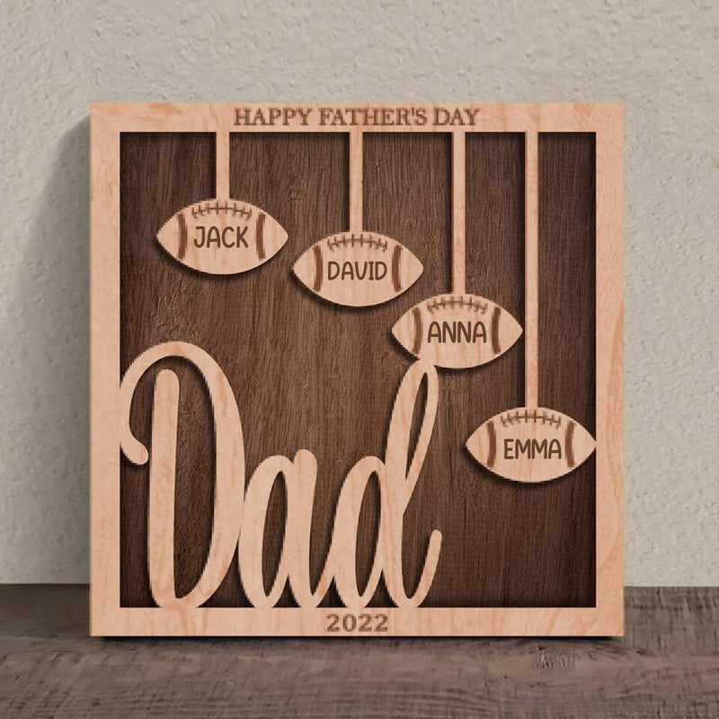 Personalized Football 3 Layered Wooden Art - Gift Idea For Father's Day 2023