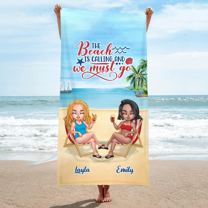 Custom Personalized Friends Beach Towel - Upto 5 People - Gift Idea For Friends - The Beach Is Calling And We Must Go