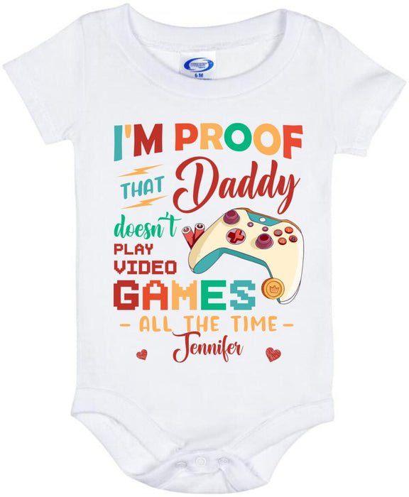 Personalized Daddy Baby Onesie Kid T-shirt - Father's Day 2023  Gift - Daddy Does Not Play Video Games All The Time