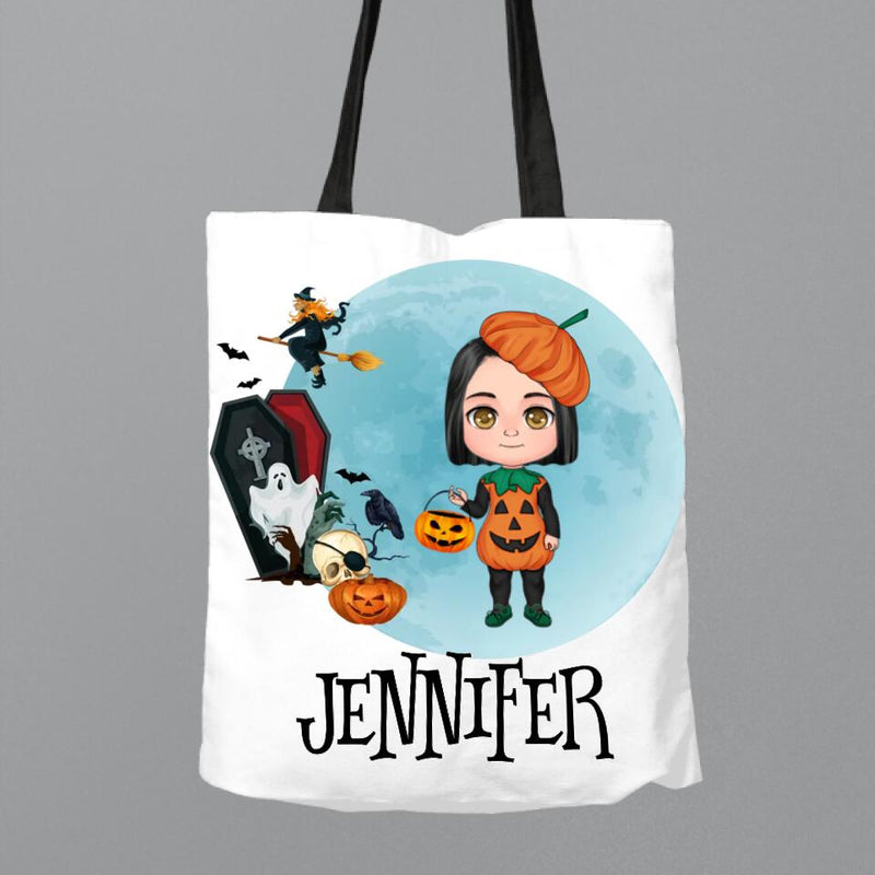 Personalized Halloween Kid Canvas Bag - Halloween Gift Idea For Kids