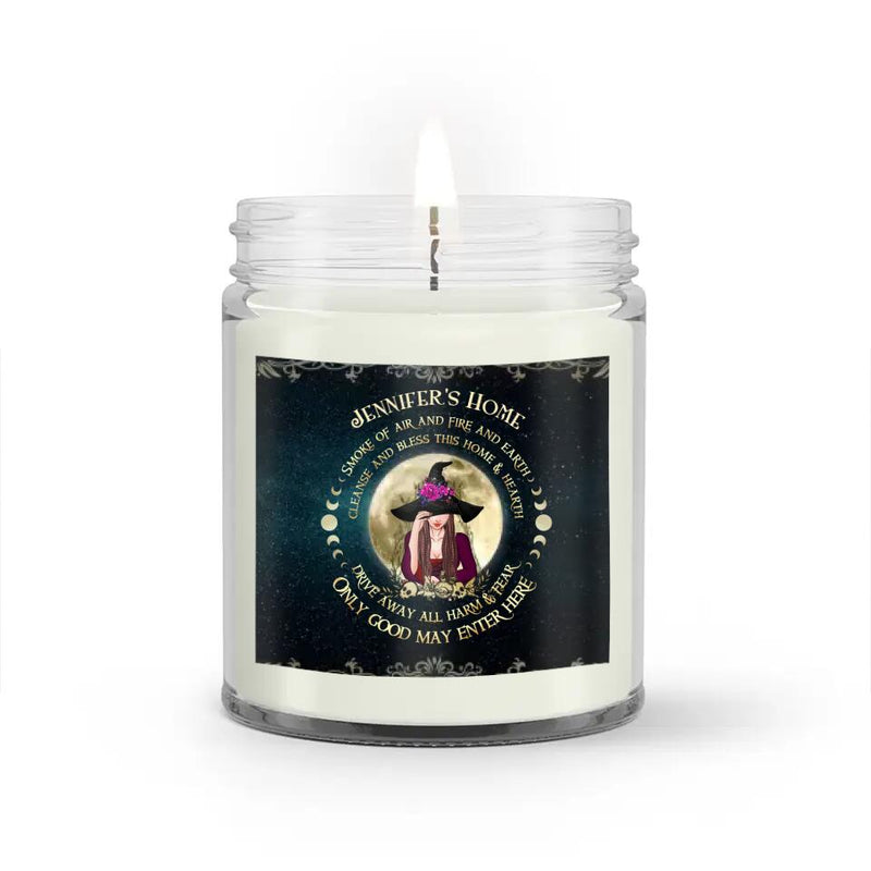 Personalized Witch Candle - Halloween Gift Idea - Smoke Of Air and Fire And Earth Cleanse And Bless This Home and Hearth