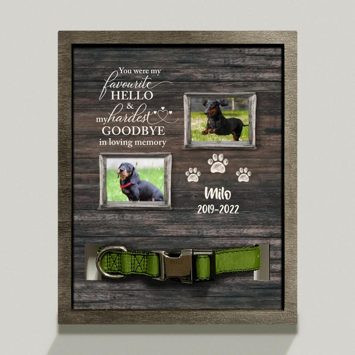 Custom Personalized Memorial Pet Loss Frame - Memorial Gift Idea Pet Owner - Upload 2 Photos - You Were My Favourite Hello & My Hardest Goodbye In Loving Memory