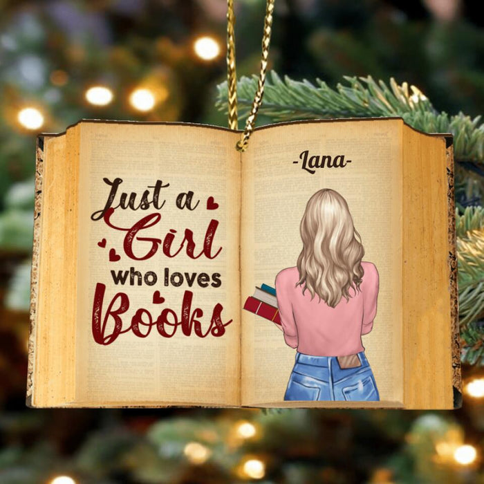 Custom Personalized Reading Book Ornament - Gift Idea For Reading Lovers - Just A Girl Who Loves Books