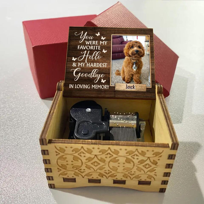 Custom Personalized Memorial Photo Music Box - Memorial Gift for Pet - You were my favorite hello