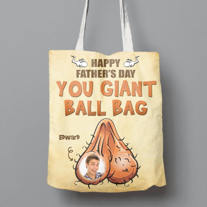 Custom Personalized Father's Day Canvas Bag - Upload Photo - Gift Idea For Father's Day - You Giant Ball Bag