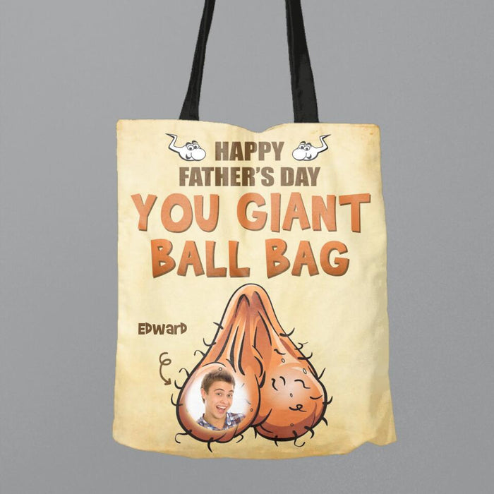 Custom Personalized Father's Day Canvas Bag - Upload Photo - Gift Idea For Father's Day - You Giant Ball Bag