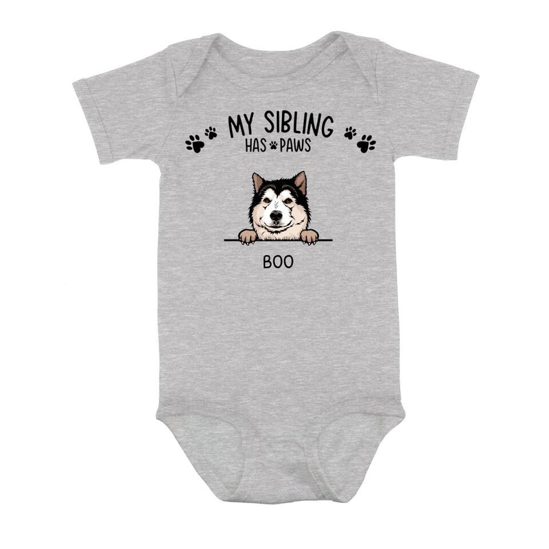 Personalized Sibling Baby Onesie - Up to 5 Dogs/Cats - Gift Idea for Baby/Mother's Day/Dog/Cat Lovers - My Sibling Has Paws