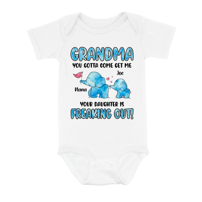 Custom Personalized Mother's Day Baby Onesie - Gift Idea For Mother's Day/Baby - Grandma You Gotta Come Get Me