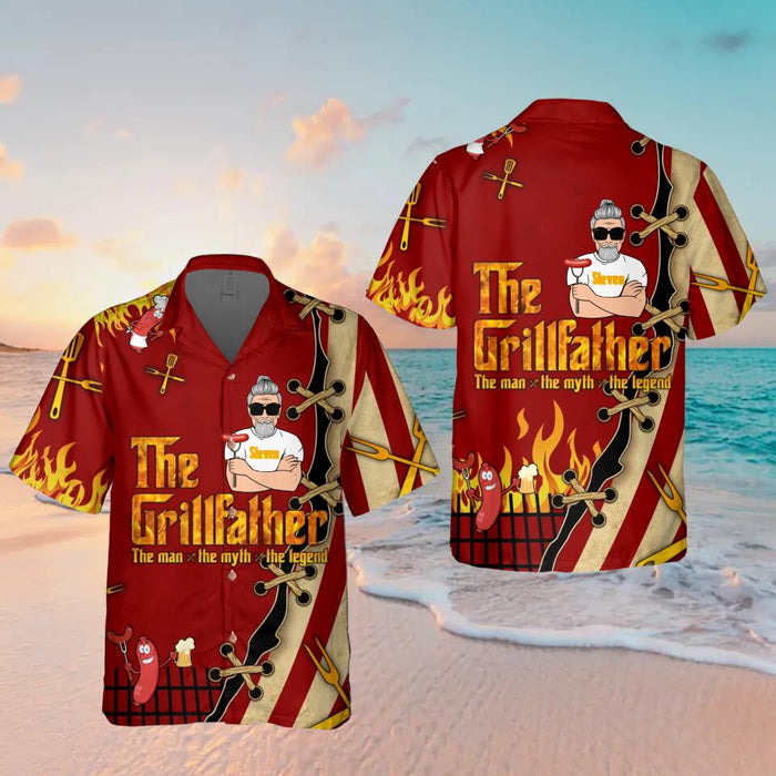 Custom Personalized The GrillFather Hawaiian Shirt - Gift Idea For Father's Day - The GrillFather The Man The Myth The Legend