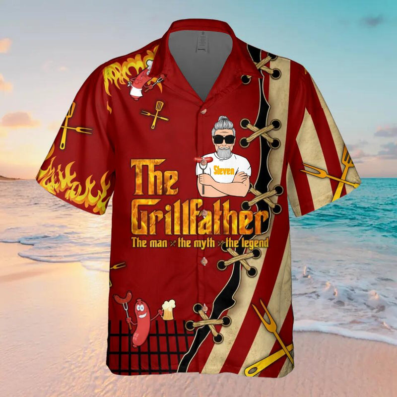 Personalized The GrillFather Hawaiian Shirt - Gift Idea For Father's Day - The GrillFather The Man The Myth The Legend